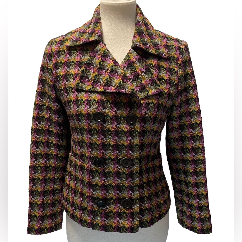 Marc Aurel Virgin Wool Houndstooth Cropped Blazer